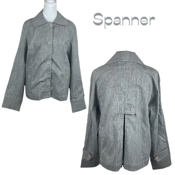 Spanner Gray Linen Blend Coastal Grandma CottageCore Jacket NWT Size 8 - Picture 2 of 10